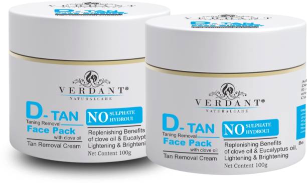 Verdant Natural Care D Tan Face Pack |Tan removal Cream| De-Tan Face Pack (2X100ml) Combo Pack