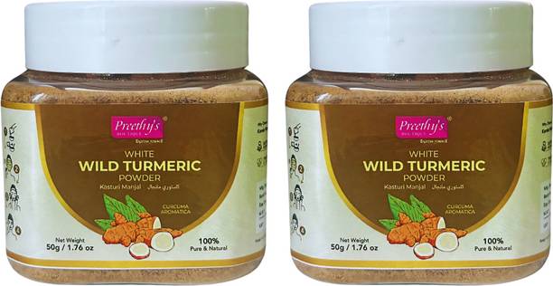 Preethy's Boutique White Wild Turmeric Powder, Kasturi Manjal 50g x 2