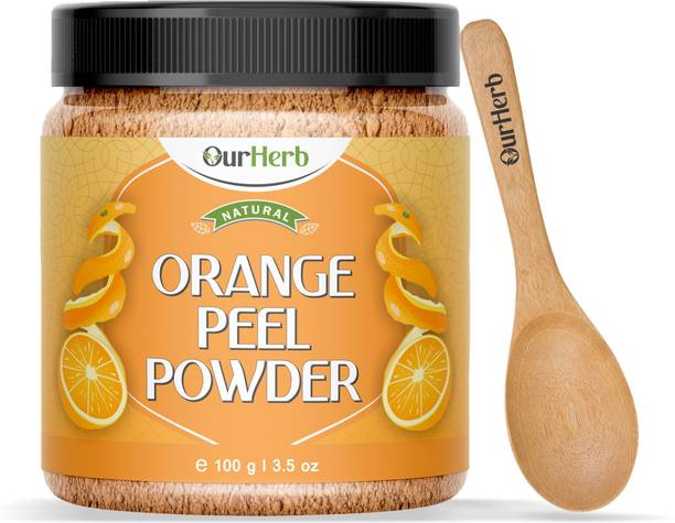 OurHerb Pure & Natural Orange Peel powder for Skin Care with Wooden Spoon - 100g |3.5 Oz