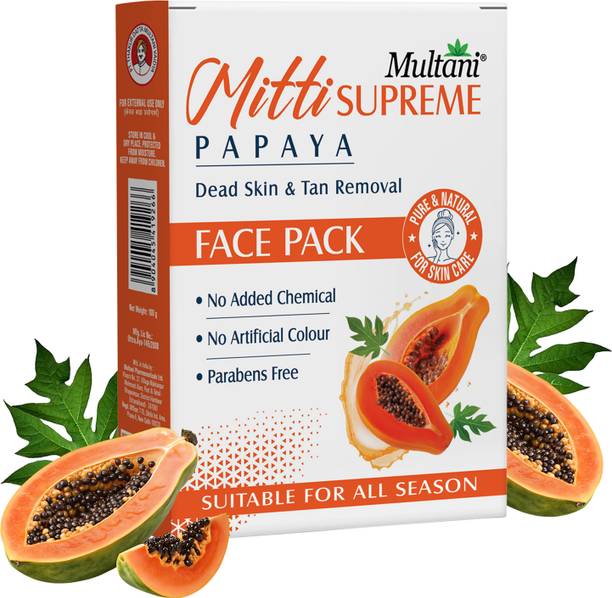 Multani Mitti 100% Pure Papaya Face Powder | Dead Skin & Tan Removal -