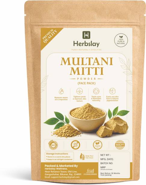 Herbslay Multani Mitti powder for Face Pack | Fuller's Earth , Bentonite Clay