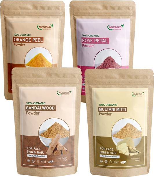 NUTRIDIG 100% Organic Rose, Sandalwood, Orange, Multani Mitti Powder |Face & Skin, 400g