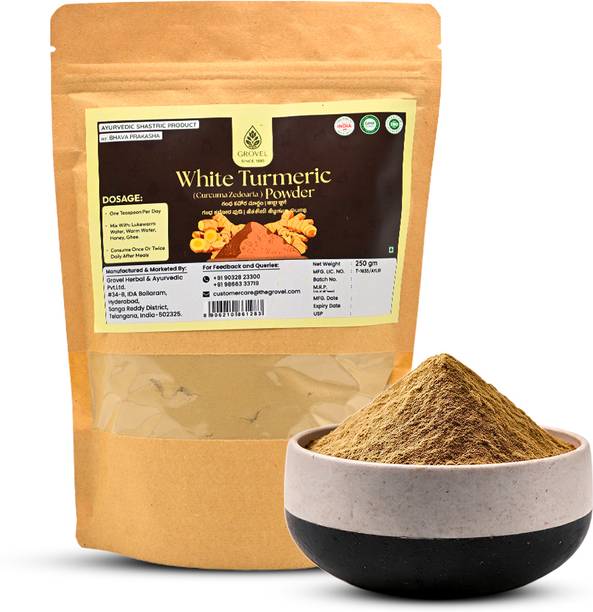 Grovel Herbal & Ayurvedic White Turmeric Powder for Face Pack | Kachur, Poolankilangu for Skin Glow & Tan