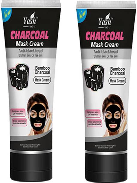 Yash Herbal Bamboo Charcoal Mask Cream for Anti- Blackhead, Brighten, Oil Free(130g each)