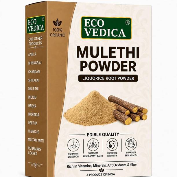 Ecovedica Mulethi Powder 100g | Licorice Powder | For Face, Skin & Hair Care | Edible