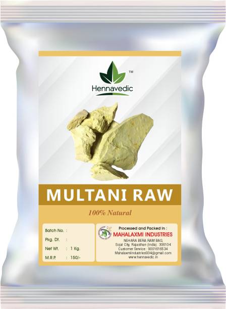Hennavedic Premium Raw Multani Mitti 1kg | Natural Clay for Acne, Pimples & Deep Cleansing