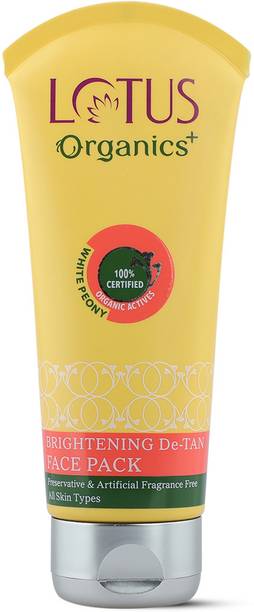 Lotus Organics+ Brightening De-Tan Face Pack |100% Organic White Peonies |Reduces Tan & Dullness