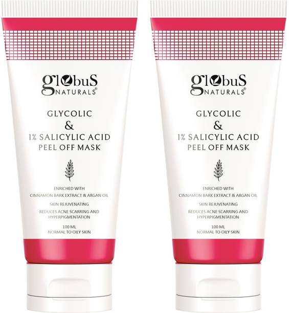 Globus Naturals Glycolic & 1% Salicylic Acid Anti Acne Peel Off Mask, Set of 2