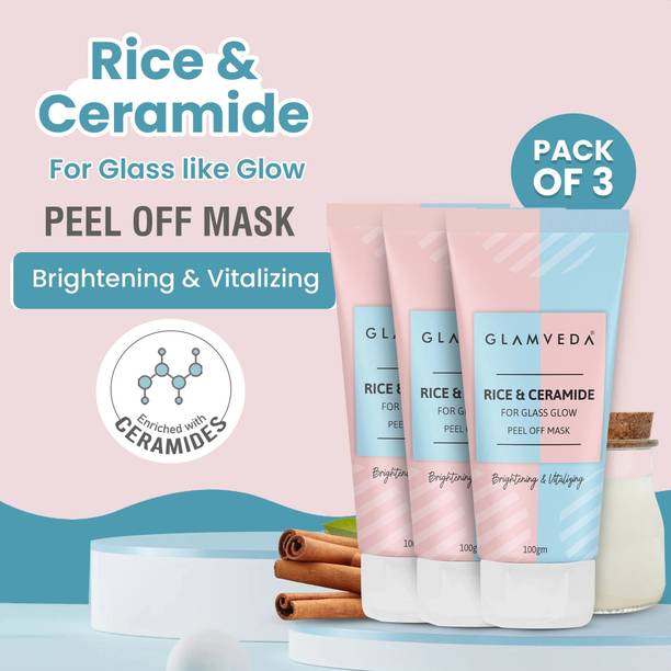 GLAMVEDA Rice & Ceramide Brightening Peel Off Mask ( Pack Of 3 ) | Paraben Free
