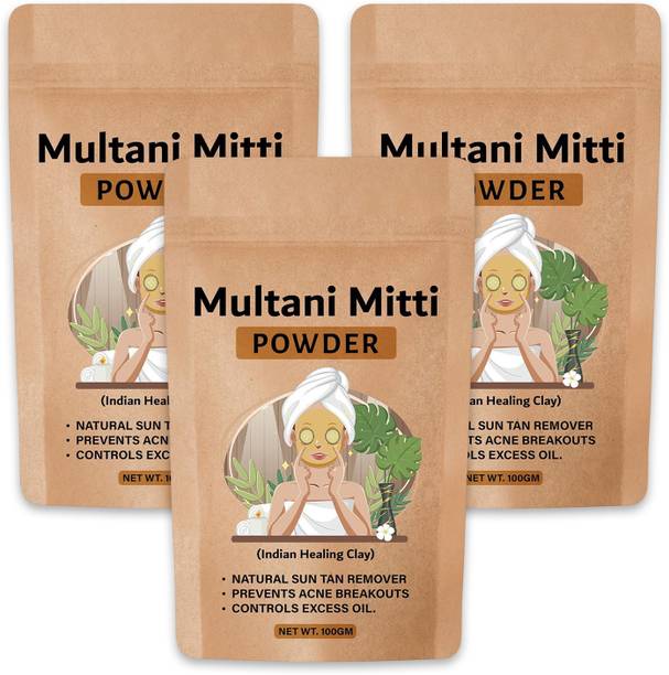 CHITAAKSH Multani Mitti Powder| Bentonite Clay | Great For Hair, Face, Skin (3 Pcs)