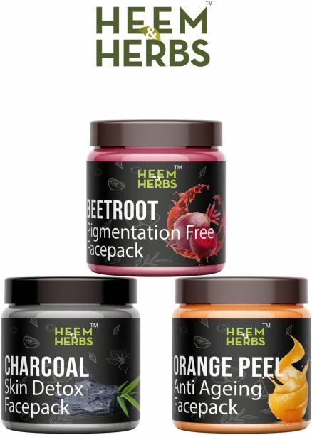 Heem and Herbs Beetroot Charcoal Orangepeel facepack pack of 3