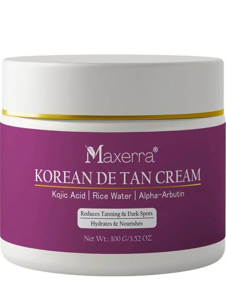 Maxerra Korean De Tan Cream with Kojic Acid, Rice Water & Alpha Arbutin