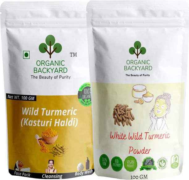 Organic Backyard 100% Natural White Wild turmeric & Wild Turmeric Powder for Face Care 100gm Each