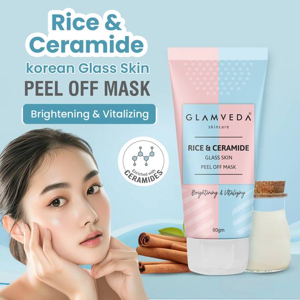 GLAMVEDA Korean Rice & Ceramide Glass Skin Peel off Mask For Instant Brightening Skin