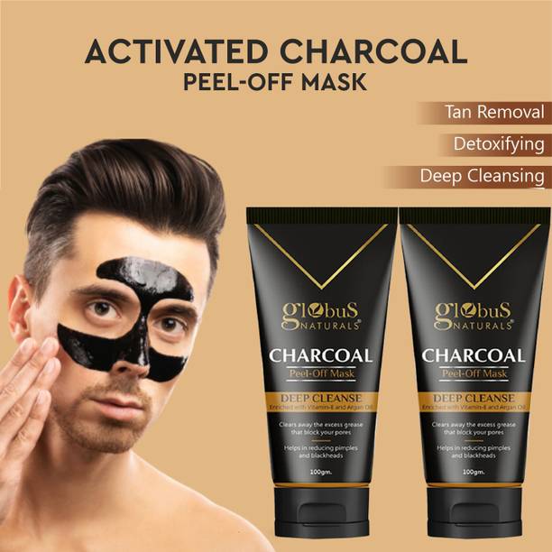 ग्लोबस नैचुरल्स Activated Charcoal Peel off Mask For Men Enriched With Vitamin-E, Aloevera