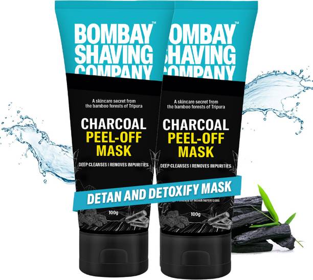 BOMBAY SHAVING COMPANY Charcoal Peel off Face Mask | Face Pack for DeTan & Blackhead Removal 100g x 2