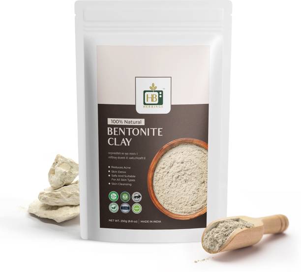 Herbinge 100% Natural Bentonite Clay for Hair, Skin Detox, Face Mask, Glowing Skin