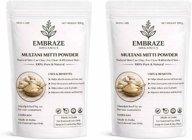 EMBRAZE ORGANICS Multani Mitti Powder | 100% Pure & Natural Fuller’s Earth Clay