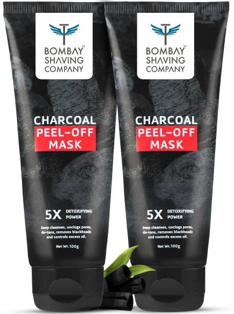BOMBAY SHAVING COMPANY Charcoal Peel off Face Mask | Face Pack for DeTan & Blackhead Removal 100g x 2