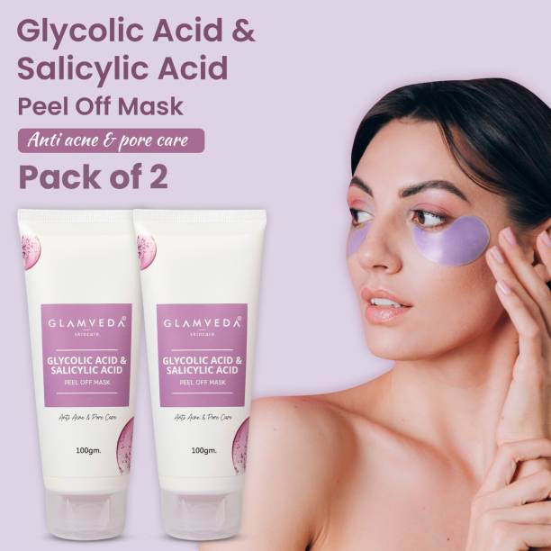 GLAMVEDA Glycolic Acid & Salicylic Acid Anti Acne Peel Off Mask Pack Of 2