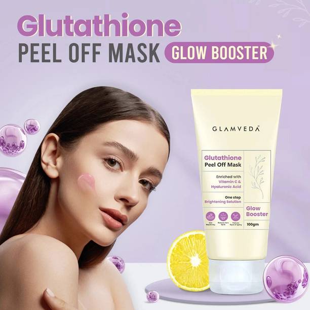 GLAMVEDA Glutathione Glow Booster Peel Off Mask with Vitamin C & Hyaluronic Acid