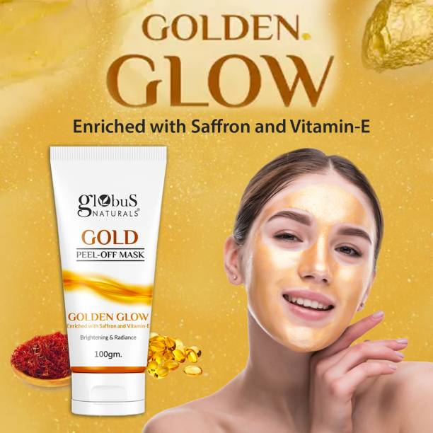 Globus Naturals Gold Peel Off Mask Enriched with Vitamin-E, For Golden Glow & Radiance