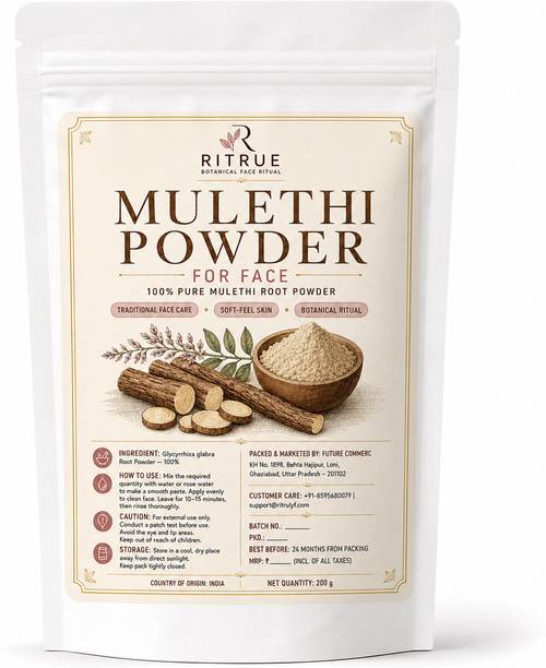 RiTrue Organic Mulethi Powder For face, Skin, & Hairs, Licorice Powder