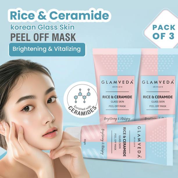GLAMVEDA Korean Rice & Ceramide Glass Skin Peel off Mask For Instant Brightening Skin
