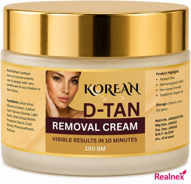 REALNEX Korean D-Tan Removal Cream for Instant Skin Brightilening and Tan Free Glow