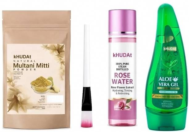 kHUDAt Pore-Refining Science: Multani Mitti & Pure Rose Water Duo