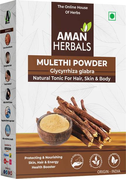Aman Herbals Mulethi Powder | Pure & Natural Licorice | For Cough, Skin & Digestion