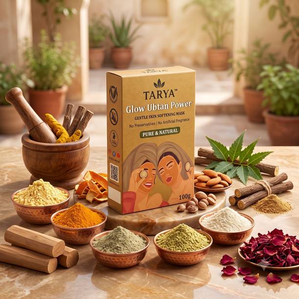 Tarya Glow Ubtan Power Powder Face Pack Cleanser with Sandalwood, Turmeric & Rose 100g
