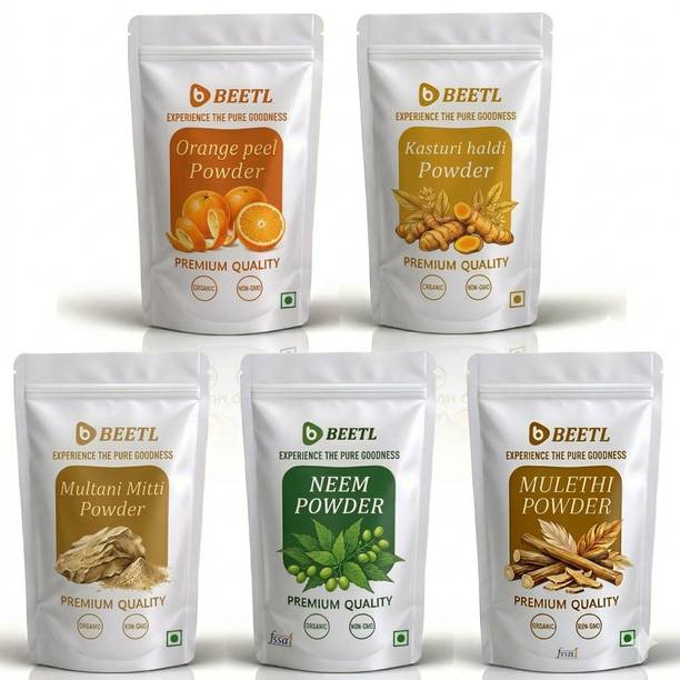 BEETL Mulethi, Kasturi Haldi, Multani Mitti, Neem And Orange Peel Powder For Face Pack