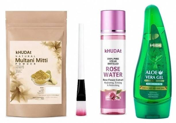 kHUDAt Top Rated Multani Mitti & Rose Water Set