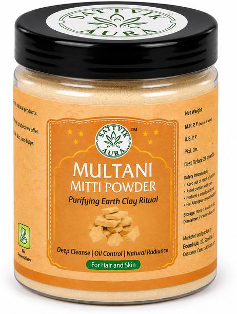 Sattvik Aura Pure Multani Mitti Powder for Face, Skin & Hair Care