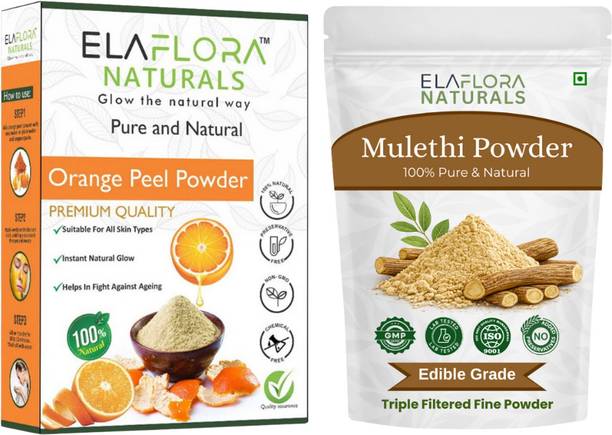 ELAFLORA Orange Peel & Mulethi (Licorice Root) Powder Combo 100% Pure ( 100g x 2 )