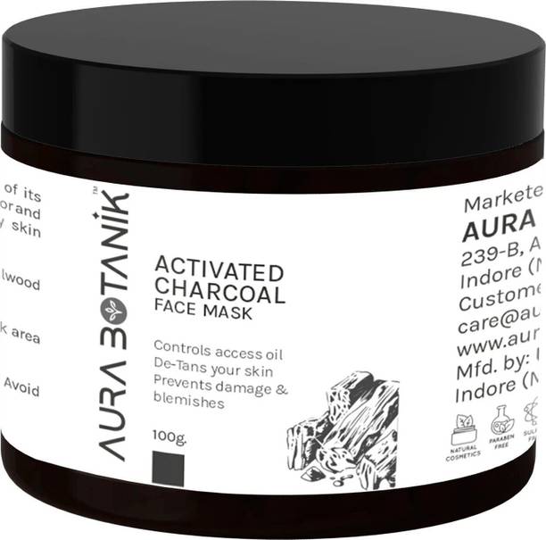 aura botanik Activated Charcoal Face mask For Oil Control |De-Tans |Deep Cleansing