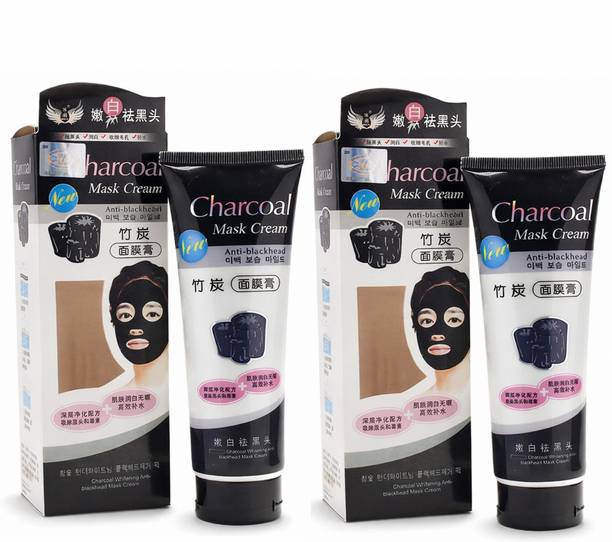 CHARCOAL MASK CREAM For Deep Skin Detox Charcoal Blackhead Removal Face Mask Pack of 2