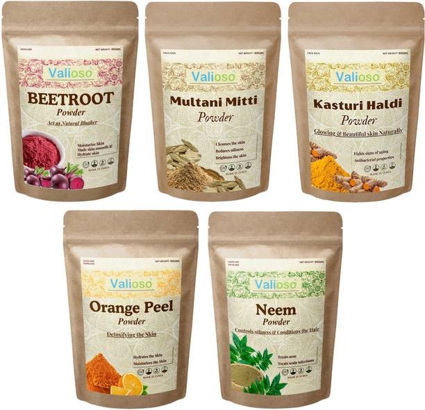 Valioso Beetroot, Multani Mitti, Kasturi Haldi, Orange Peel, Neem Powder For Face Pack