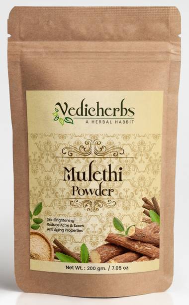 वैदिकहर्ब्स Mulethi (Licorice) Powder for Skin Whitening & Soothes Scalp|Hair & Skin Care