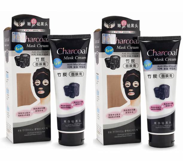 CHARCOAL MASK CREAM For Blackhead Removal Activated Charcoal Deep Cleansing Face Mask Pack of 2