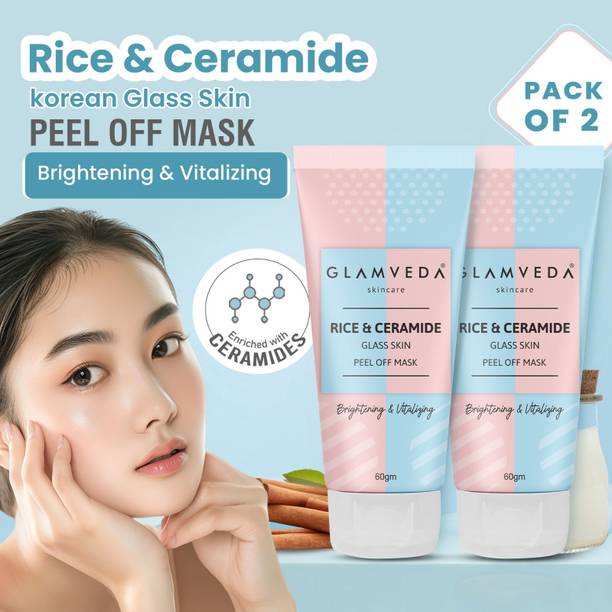 GLAMVEDA Korean Rice & Ceramide Glass Skin Peel off Mask For Instant Brightening Skin