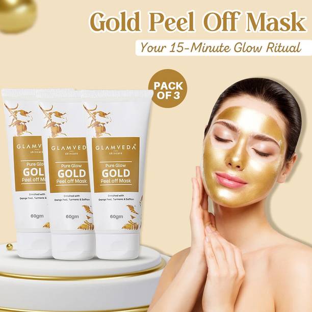GLAMVEDA Pure Glow Gold Peel Off Mask Enriched With Orange Peel ,Turmeric & Saffron