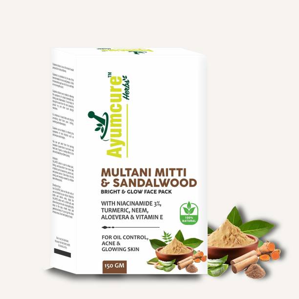 Ayumcure Multani Mitti & Sandalwood Face Pack with Niacinamide 3%, Turmeric & Aloe Vera