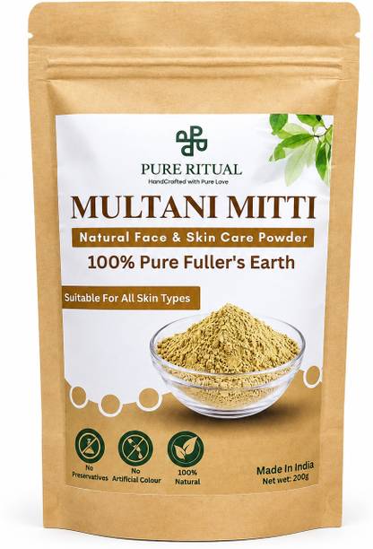 pure ritual Natural Multani Mitti Powder for Face, Skin & Hair, Organic Fuller’s