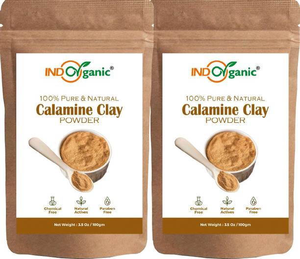 Indo Organic Natural Calamine Clay Powder For Brightening Glowing Skin & Pimple