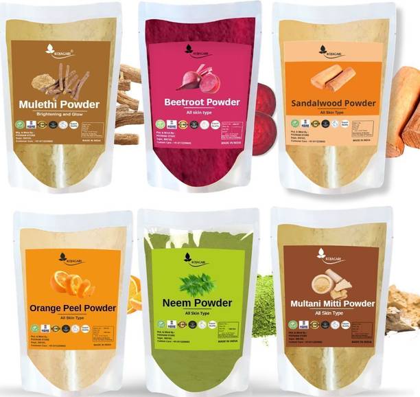 KOJAGARI Herbal Mulethi, Beetroot, Sandalwood, Orange Peel, Neem, Mulatni Mitti Powder