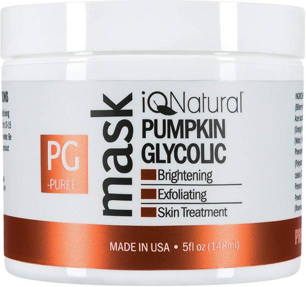 IQ Natural Pumpkin Glycolic Mask, Cleans & Exfoliates Skin, Spa Quality Facial Peel