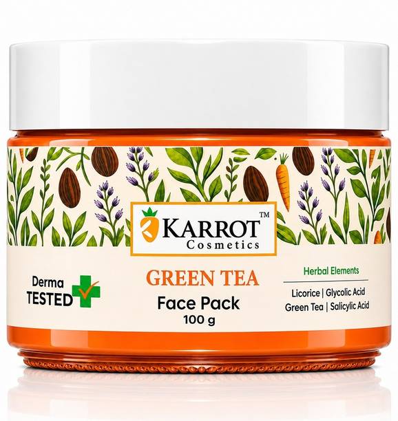 Karrot Cosmetics Green Tea Face Pack for Oily Skin, Acne & Tan Removal | Deep Cleansing Glow Mask