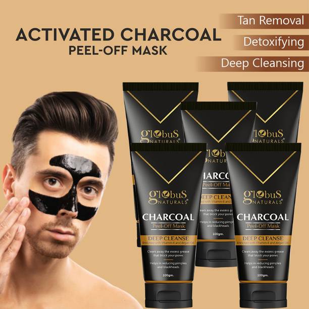 Globus Naturals Activated Charcoal Peel off Mask For Men Enriched With Vitamin-E, Aloevera